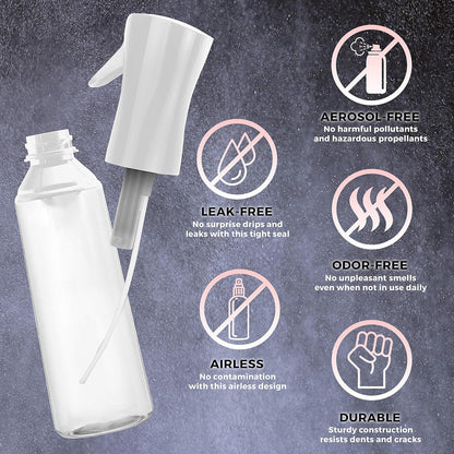 Hair Spray Bottle Continuous Water Mister Spray Empty Ultra Fine for Hair Styling, Pets, Plants, Cleaning, Misting & Skin Care, Salons, for Taming Hair in Morning, Curly Hair, Essential Oil