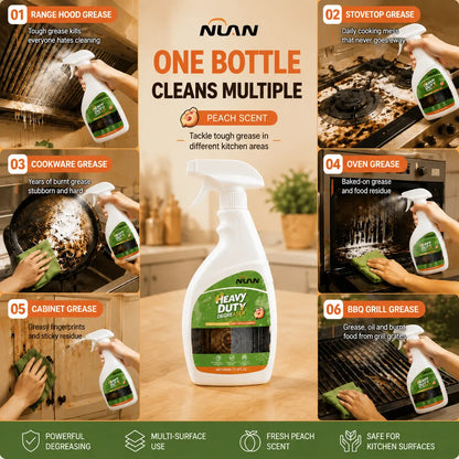 NUAN Heavy Duty Degreaser-Range Hood Cleaner Spray, Heavy Duty Kitchen Grease Remover for Hood Filters, Stovetops, Backsplash & Stainless Steel Surfaces