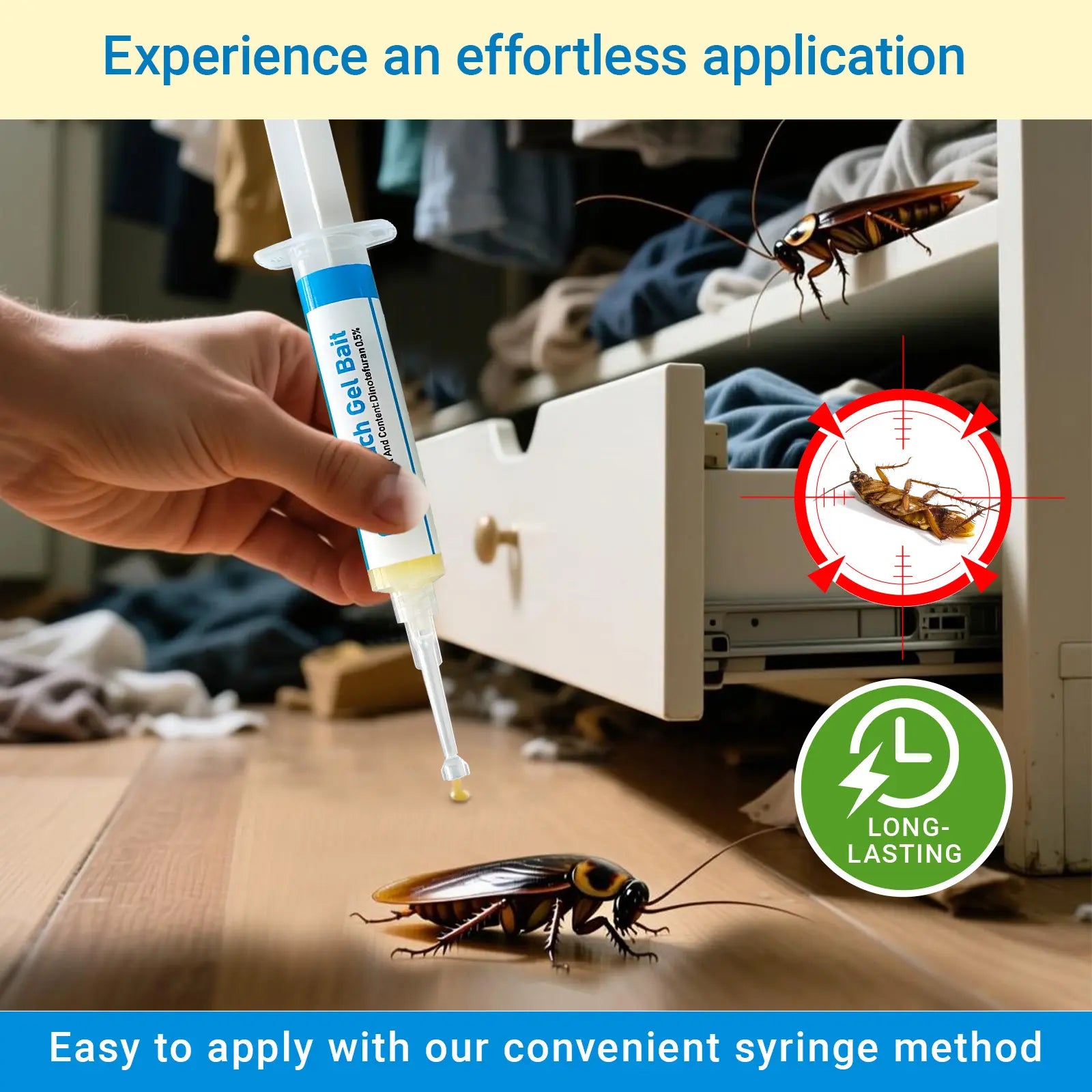 Household Care Products, 2-Pack: Precision Gel Bait Injector for Cockroaches, Cockroach Killer and Control Solution, Suitable for Germany/North America. Indoor Cockroach Control (Suitable for Kitchens and Bathrooms)