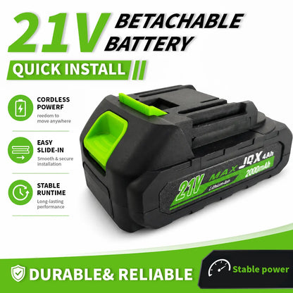 21V Cordless Weed Wacker with Wheels, 3-In-1 Electric String Trimmer, Edger & Lawn Care Tool, Lightweight Lawn Mower for Garden Maintenance, Adjustable Handle