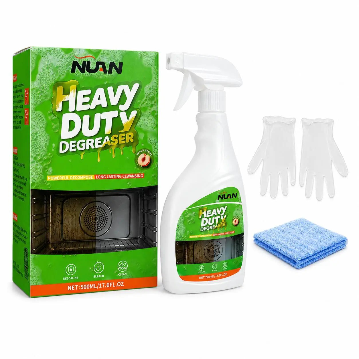 NUAN Heavy Duty Degreaser-Range Hood Cleaner Spray, Heavy Duty Kitchen Grease Remover for Hood Filters, Stovetops, Backsplash & Stainless Steel Surfaces