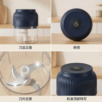 Electric Food Shredder, Mini Meat Grinder, Garlic Puree Maker, USB Charging, Portable Kitchen Gadget for Minced Meat, Vegetable, Onion, Ginger, Chili, Rechargeable Lithium Battery Raccoon Cheese Grater Lychee Peelers