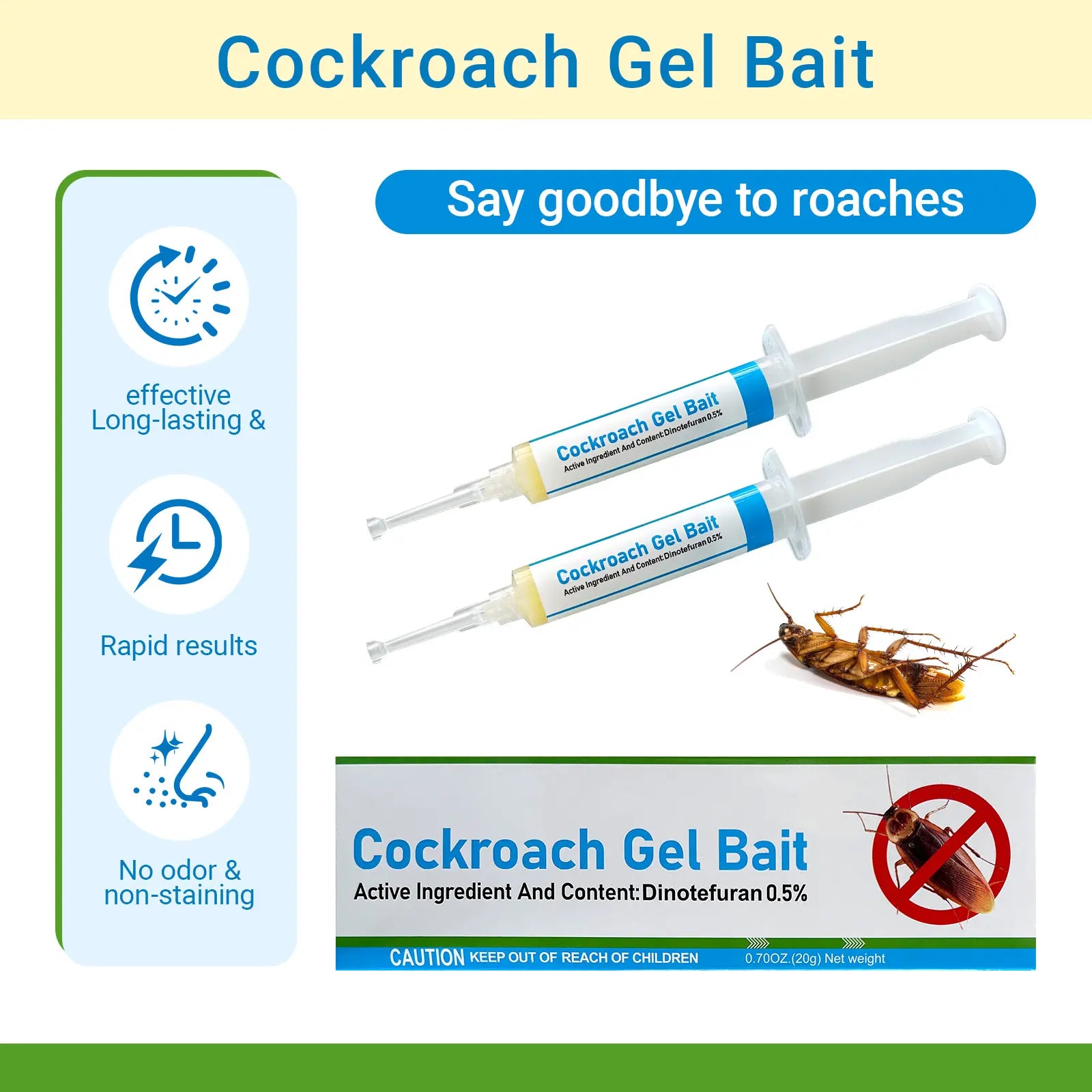 Household Care Products, 2-Pack: Precision Gel Bait Injector for Cockroaches, Cockroach Killer and Control Solution, Suitable for Germany/North America. Indoor Cockroach Control (Suitable for Kitchens and Bathrooms)