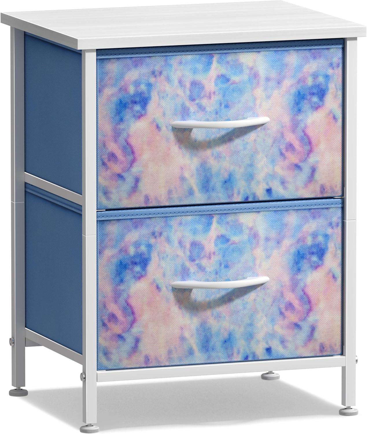 2-Drawer Kids Nightstand for Bedroom (Tie-Dye Blue)