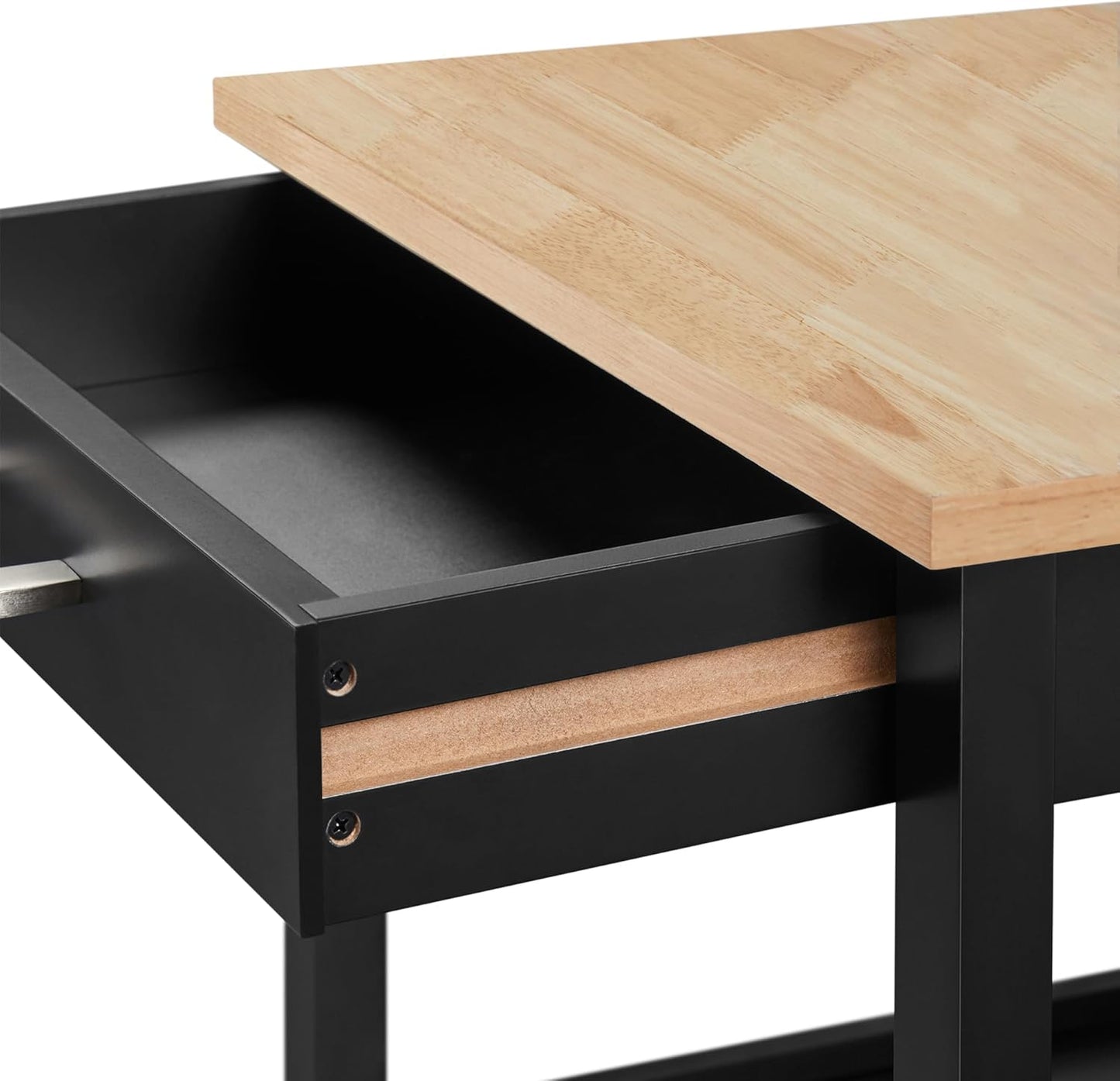 Yaheetech Rolling Kitchen Island Cart with Storage, 2 Tier, Wood Top, Black