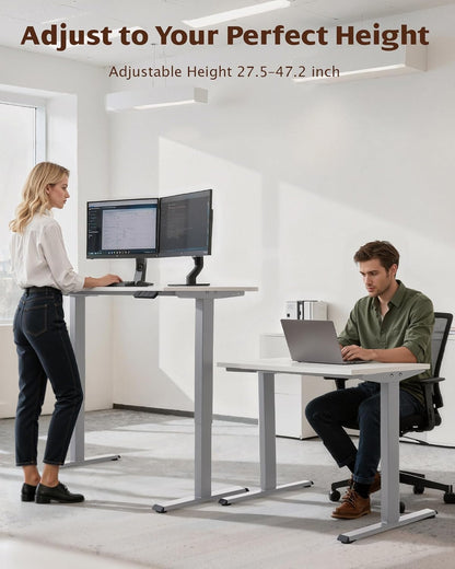 Dual Motor Standing Desk Frame, 225 Lbs Capacity, Gray